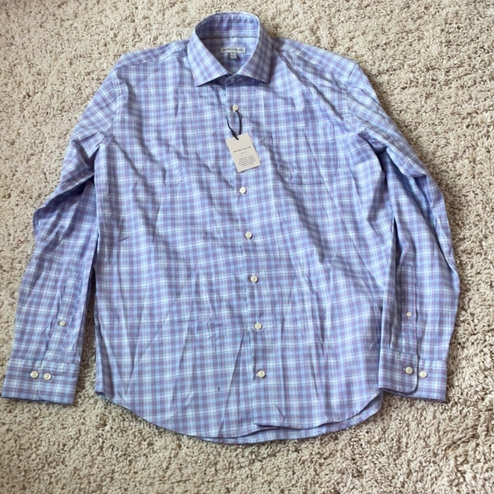Peter Millar Men's Blue Checkered Shirt